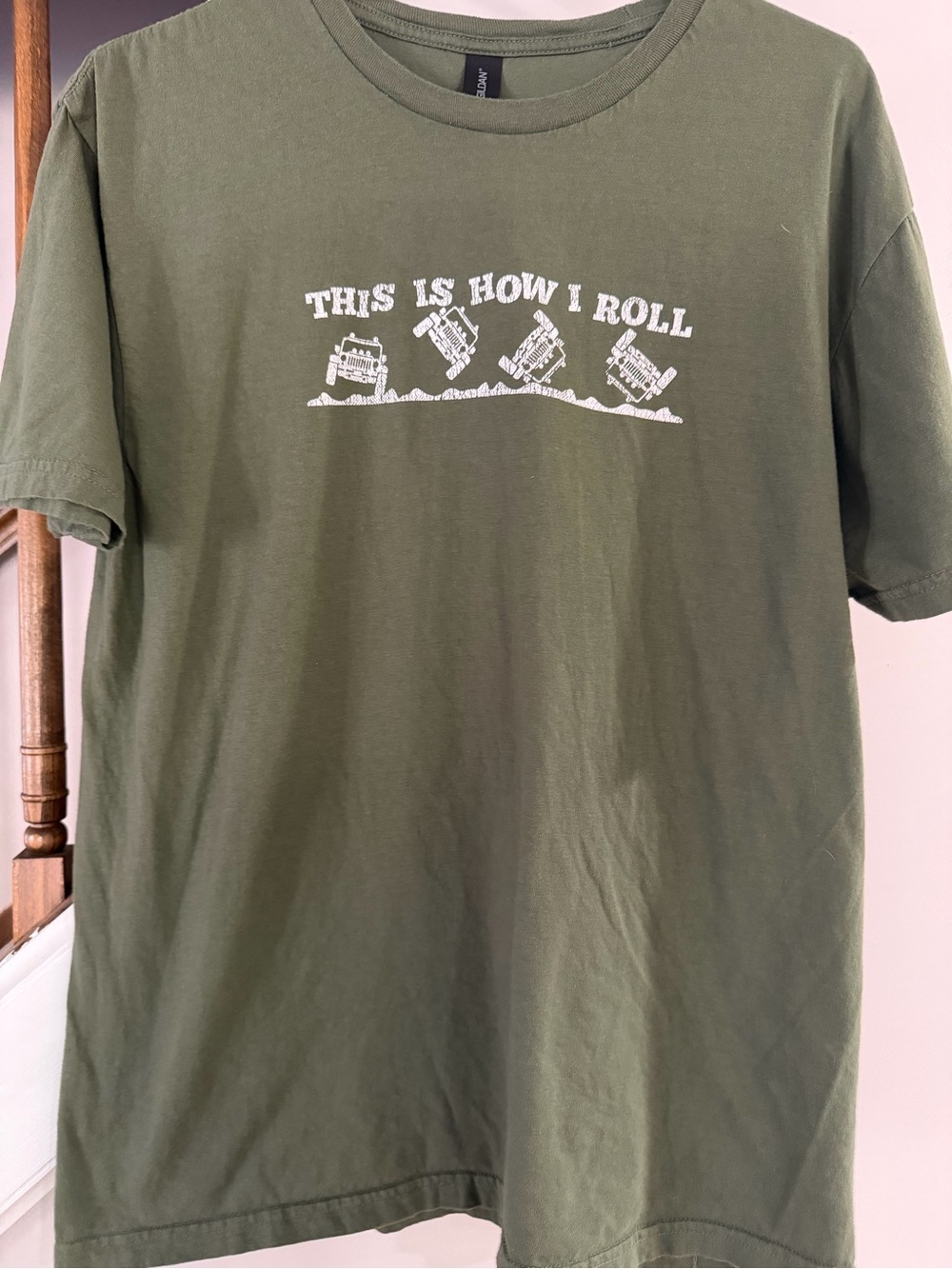 Gildan Olive Green "This Is How I Roll" Graphic Tee